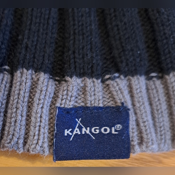 Vintage Y2K Kangol Grey & Black Unisex Winter Warm Cotton Comfy Beanie Hat Cap - Picture 6 of 8